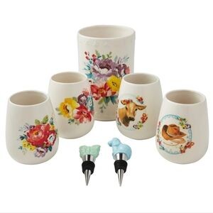 💕 New Pioneer Woman Sweet Romance Wine 7 Piece Set